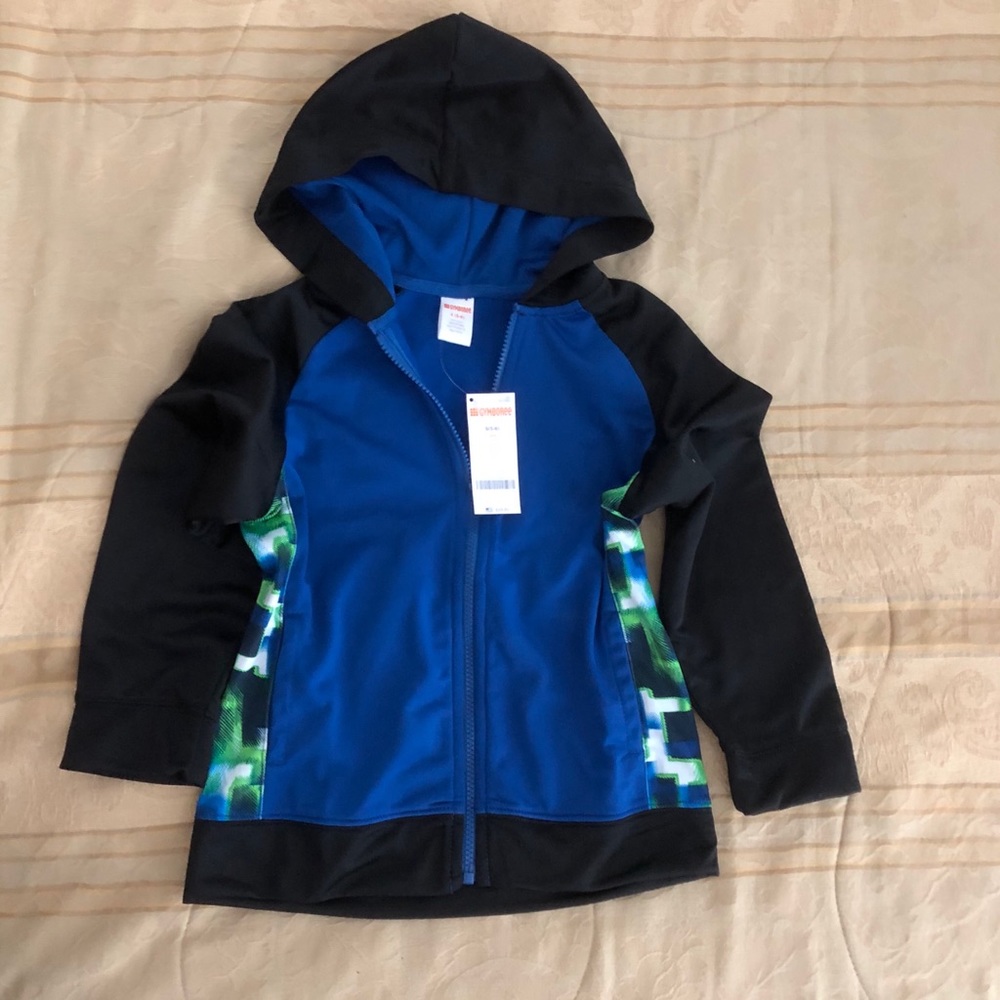 Gymboree boy blue hooded jacket, size S (5-6)